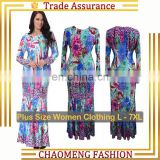 7013# Fishtail Evening Floral Maxi Dresses Long Sleeve Sexy Plus Size Bohemian Dress