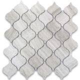 Fashion White Wooden Marble Bathroom Backsplash Mosaic thumbnail-3