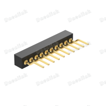 Dnenlink 1.27mm Pitch Single Row H2.0mm Concave Contact Right Angle Female Header DIP Type PogoPin Header thumbnail-3