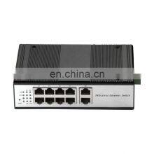 Ethernet Switch Industrial Grade Model 10 10/100/1000M RJ45 Ports DIN Rail