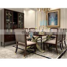 Modern Design Copper Handle Metal Decor Gold and Silver Home Furniture 6 Chairs Wooden Dining Table Sets Luxury thumbnail-1