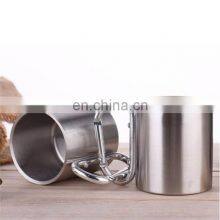 Outdoor Stainless Steel Cup Mug With Foldable Self-Lock Carabiner Handle Portable Folding Handle Cup for Camping thumbnail-4