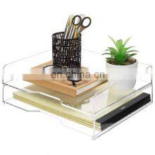 Clear Acrylic Stackable Desktop Document Trays 2 Tier Office File Folder Storage Organizers