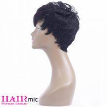 Short Wig With Long Bangs Natrual Color Full Lace Human Hair Wig thumbnail-4