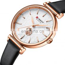 2021 New CURREN 9078 Ladies Brand Watch 3D Rose Pattern Embossed Watch Fashion Leather Ladies Gift Clock