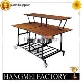 double layer moving buffet table with wheels
