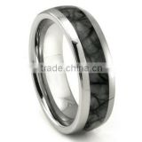 Tungsten Carbide Grey Metamorphic Stone Inlay Dome Wedding Band Ring, 8mm Width Tungsten Ring For Men