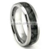 Tungsten Carbide Grey Metamorphic Stone Inlay Dome Wedding Band Ring, 8mm Width Tungsten Ring For Men thumbnail-1