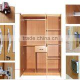 Wardrobe 3 Doors Pvc Coated Dark Beech Color With Middle Ellipse Mirror thumbnail-4