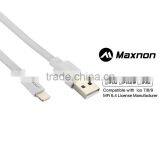 Manufactures wholesale for apple mfi certified usb cable for iphone 6 flat noodle charger cable support ios9