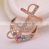 Brooch, Crystal Anchor Lapel Pint, Genuine Gold Brooch Pins For Men Navy Jewelry Wholesale