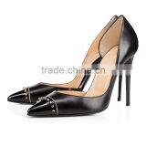 Catwalk Black and Nude Leather Lady Stiletto Bulk Wholesale Woman Pointed Toe High Heel Shoes Spikes on Toe Designer Women Shoes thumbnail-2