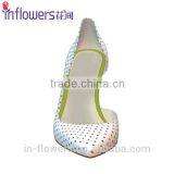 White Leather Side Cut Pointed Toe Ladies High Heels thumbnail-6