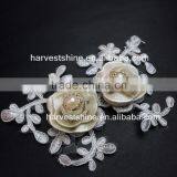 Wedding Bridal Applique,Embroidery Rose Fabric Flower Applique,Floral Flower Pearl Applique thumbnail-1