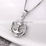 Elegant Fashion Round Circle 925 Sterling Silver Anchor Pendant Wholesale thumbnail-2