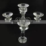 European Style 3- Arm With Beautiful Plate and Drop Pendant Decoration Crystal Candelabra & Centerpiece for Wedding Event thumbnail-1