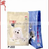 quad sealed dog food bag within zipper and side gusset