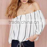 Lancai Garment Product Summer Design Ladies off Shoulder Blouse thumbnail-2