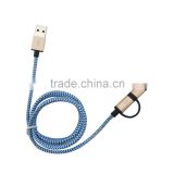 Dual head MFi certified c48 and mirco usb connector LED MFI usb data cable
