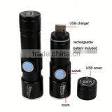 C92 Build in Battery Zoomable Led Rechargeable Flashlight Mini Usb Charging Flashlight thumbnail-5