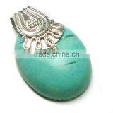 925 stamped sterling silver tibetan turquoise semi precious gemstone pendant