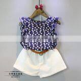 Wholesale Summer Fashionable Floral Pattern Pastoral Style Children Clothing Set for Girl thumbnail-1