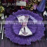 Cheap Elegant Restaurant and Home Decoration Purple Glass Wedding Charger Plate Wholesale thumbnail-1