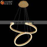 Wooden Finish Modernos Lamp Aluminum High Quality Light Circles Chandelier OM66113W thumbnail-2