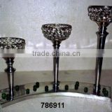 Aluminum & Glass Crystal tealight votive Candle Holder 3 candles