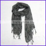 Peace Symbol Printed Costume Long Fringe Scarf / Shawl(FCH-11287-1) thumbnail-1