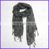 Peace Symbol Printed Costume Long Fringe Scarf / shawl(FCH-11287-1)