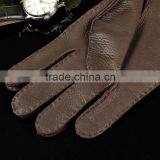 Top Luxury Buckle Hand Sewing Breathable Driving Gloves Dark Brown Deerskin Leather Gloves for Men thumbnail-3