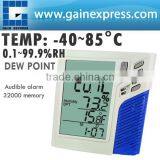 Wallmount / Desktop Temperature Humidity RH Datalogger Monitor Calendar Clock Dew Point Wet Bulb + 32000 Memory Taiwan Made thumbnail-1