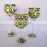 Elegant Green Mosaic Glass Vase thumbnail-3