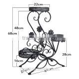 3-Tiered Scroll Decorative Metal Garden Patio Standing Plant Flower Pot Rack Display Shelf Holds Wrought Iron Flower Stand thumbnail-5