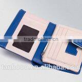 Red-Blue-Brown Color Genuine Cowhide Leather Women Wallet Card Holder thumbnail-3