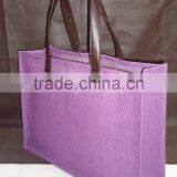 pp Laminated Jute Bag With Leather Handle thumbnail-2