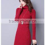 2016 Customized Manufacture Fashionable Wholesale Women Plain Color Dress Long-sleeve Spring Autumn Ladies Knitted Skinny Dress thumbnail-1