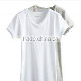 Cotton/spandex Women's V-neck T-shirt,solid Color T-shirt Custom Wholesale thumbnail-1