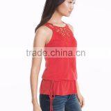 MGOO Hot Selling Girls Sexy Sleeveless Top Sewn With Lace Modern Women Fashion Tops thumbnail-4