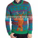 Men Green Sweater Muscle Reindeer Pattern Unisex Christmas Jumpers Christmas Sweaters thumbnail-1