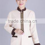 Juqian Wholesale Cheap Beige Fashional Design Korean Collar Anti-foul Hotel Cleaner Workwear Work Uniform thumbnail-4