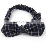 Retro Knot Bow Head Wrap ,Wholesale Checked Elastic Headband thumbnail-3
