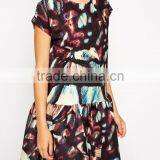 Bonded T-Shirt Shift Dress With Peplum Hem in Wing Print thumbnail-3