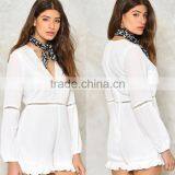 2017 New Long Sleeve Chiffon White Lace Romper for Women thumbnail-1