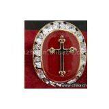 Sell Cardinal Red Rhinestone Crucifix Cross Gold Plated Cuff Link thumbnail-1