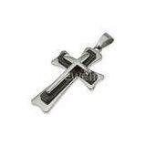 Custom Designs Black Plated Nickle Free Vivid Details Stainless Steel Cross Necklace thumbnail-1