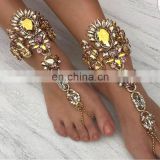 5 Colors Best Selling Crystal Jewelry Barefoot Sandals Fashion Hand Chain Jewelriy Colorful Anklet with Toe Ring