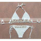 Crochet Bikini Bra Swimsuit Shell Hippie Triangle Bohemian