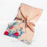 Pink scarf with Red flowers 100% pure silk women shawl